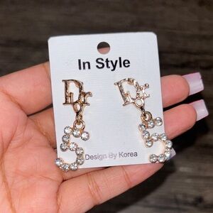 Gold and Silver Crystal Earrings